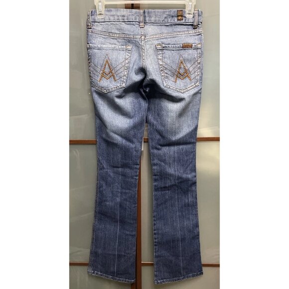 7 For All Mankind Vintage Y2K 90s Womans Embroidered Rhinestone A Pocket Size 25 - Picture 1 of 13